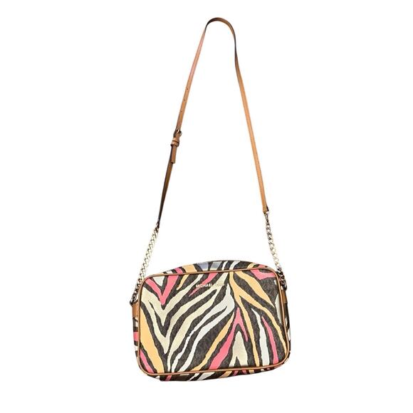Michael Kors Jet Set Large Crossbody Zip Bag Multi-Color Zebra Print - Picture 3 of 16